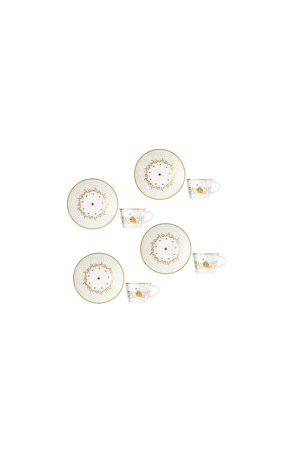 Набор noel blanc из четырех кофейных чашек с блюдцами BERNARDAUD, арт. 1916/22664, фото 1