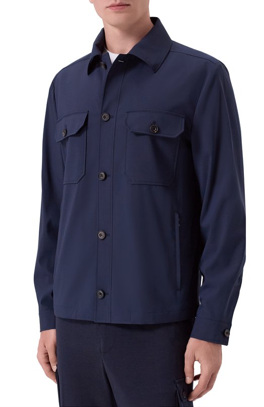 Шерстяная куртка-рубашка Corneliani 27LI23/2718523 Синий  27LI23/2718523 Фото 3