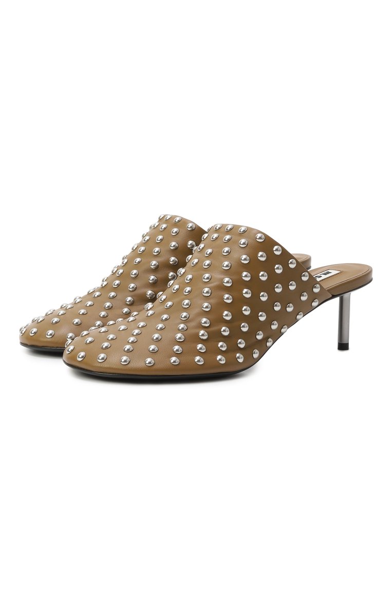 Женские кожаные мюли JIL SANDER хаки цвета, арт. J15WP0165-P8173 | Фото 1 (Подошва: Плоская; Каблук высота: Низкий; Материал внутренний: Натуральная кожа; Материал внешний: Натуральная кожа; Каблук тип: Шпилька; Автоматизация ТО: Проставлено; Автоматизация состава: Проставлено)
