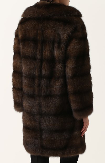 Шуба прямого кроя с отложным воротником из меха соболя VALENTINO, арт. NF3FA287/3AF, фото 4