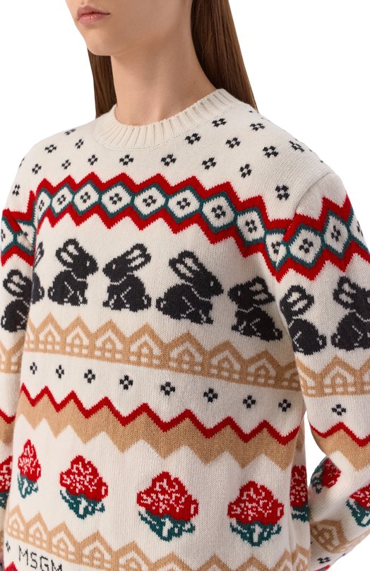 Свитер из шерсти и кашемира MSGM 3941MDM224/257750 Кремовый  3941MDM224/257750 Фото 5