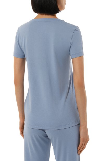 Хлопковая футболка HANRO голубого цвета по цене 10530 руб., арт. 074842, фото 4 Хлопковая футболка HANRO, арт. 074842, фото 4
