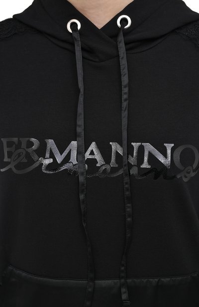 Хлопковое худи ERMANNO ERMANNO SCERVINO черного цвета по цене 43800 руб., арт. 47T FL13 FEL, фото 5 Хлопковое худи ERMANNO ERMANNO SCERVINO, арт. 47T FL13 FEL, фото 5