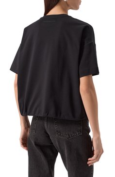 Женская хлопковая футболка EMPORIO ARMANI черного цвета, арт. EW000891/AF12545 | Фото 4 (Драгоценные камни: Проставлено; Длина (для топов): Стандартные; Материал внешний: Хлопок; Рукава: Короткие; Материал сплава: Проставлено; Принт: Без принта; Стили: Кэжуэл; Женское Кросс-КТ: Футболка-одежда)