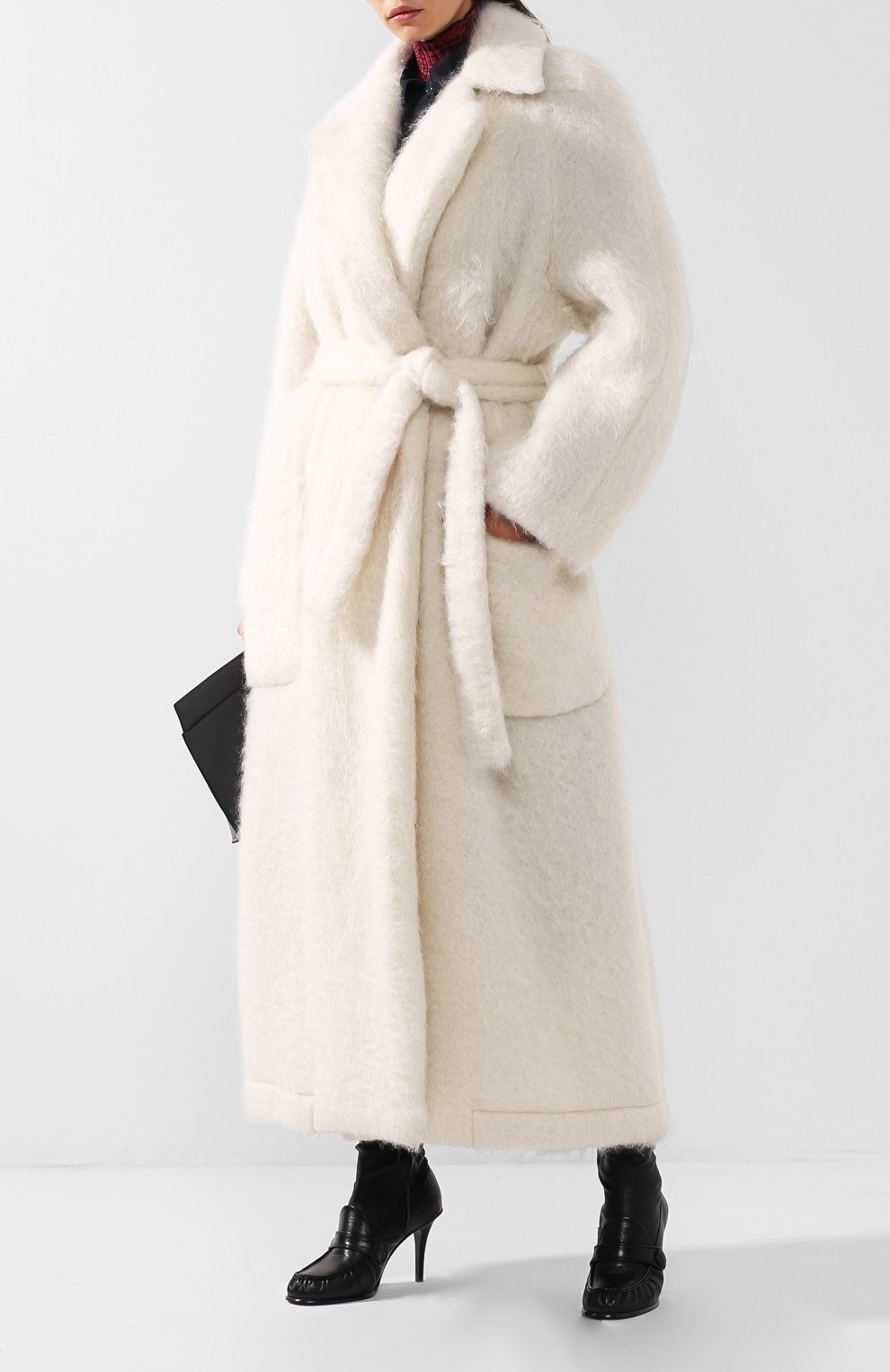 Пальто с поясом и накладными карманами CELINE, арт. 28W78333C, фото 2