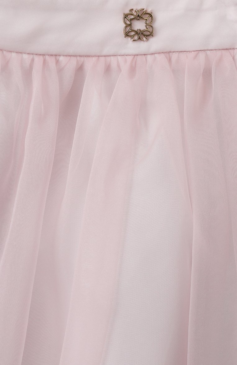 Детская юбка ELIE SAAB JUNIOR светло-розового цвета, арт. EFG0021 MX TS1025 | Фото 3 (Нос: Не проставлено; Материал подклада: Хлопок; Случай: Вечерний; Материал внешний: Синтетический материал; Автоматизация состава: Проставлено; Ростовка одежда: 6 лет | 116 см, 12 лет | 152 см, 13 - 15 лет | 158 см, 16 лет | 164 см, 8 лет | 128 см, 10 - 11 лет | 140 - 146см)