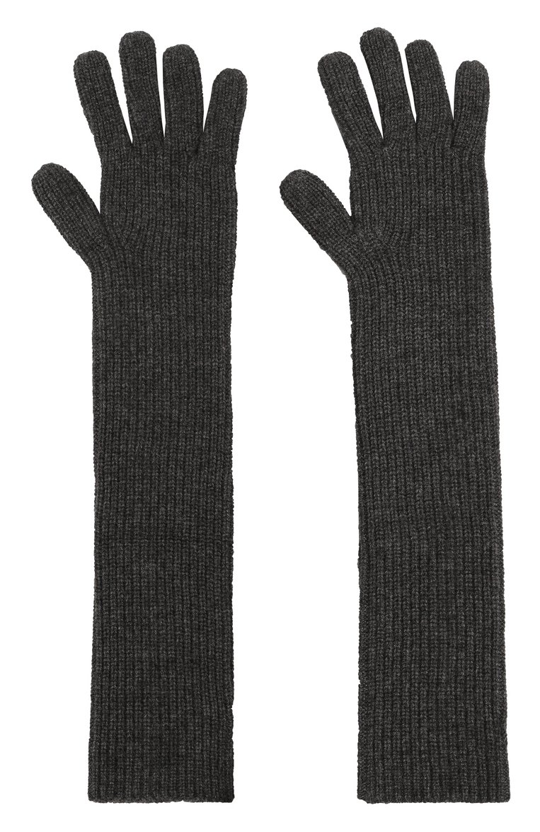 Женские кашемировые перчатки LOULOU STUDIO темно-серого цвета, арт. MIL0S | Фото 3 (Материал: Текстиль, Кашемир, Шерсть; Кросс-КТ: Трикотаж; Материал сплава: Проставлено; Нос: Не проставлено)