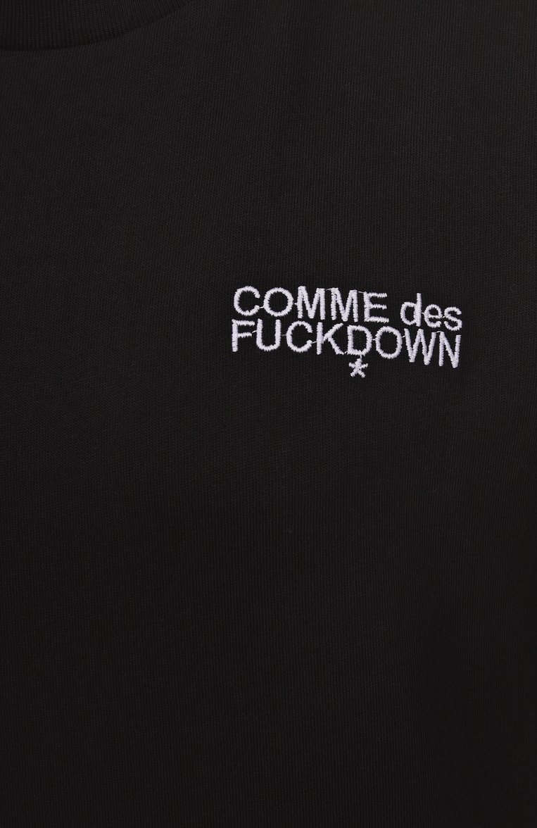Женская хлопковая футболка COMME DES FUCKDOWN черного цвета, арт. CFABW01213 | Фото 6 (Длина (для топов): Стандартные; Материал внешний: Хлопок; Рукава: Короткие; Женское Кросс-КТ: Футболка-одежда; Стили: Кэжуэл; Принт: С принтом)