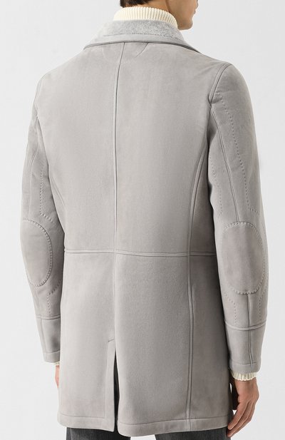 Дубленка прямого кроя на пуговицах с отложным воротником KITON, арт. UW0443/3R88, фото 4