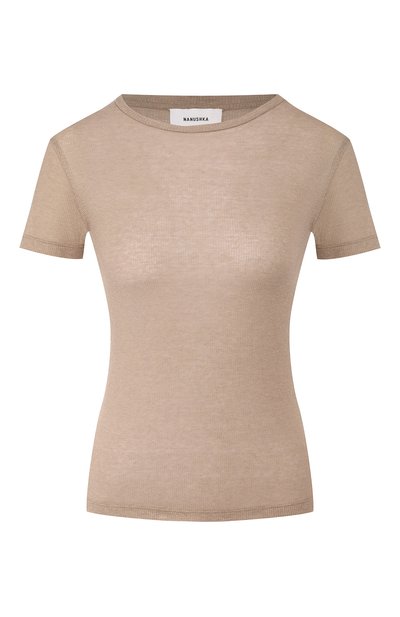 Женский топ из смеси вискозы и хлопка NANUSHKA, арт. GUY_TAUPE_RIB JERSEY
