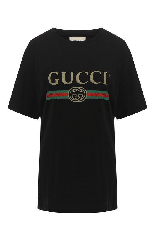 Хлопковая футболка Gucci 457095/X5L89 Чёрный 457095/X5L89