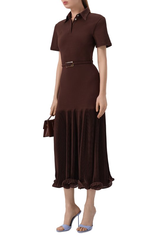 Хлопковое платье ROWEN ROSE RR_J453 Коричневый  RR_J453 Фото 2