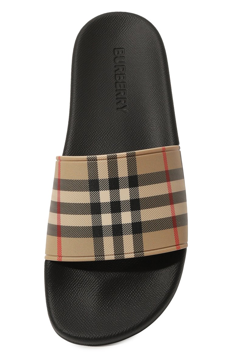 Женские шлепанцы BURBERRY бежевого цвета, арт. 8057037 | Фото 6 (Драгоценные камни: Проставлено; Подошва: Платформа; Материал сплава: Проставлено; Материал внешний: Резина)