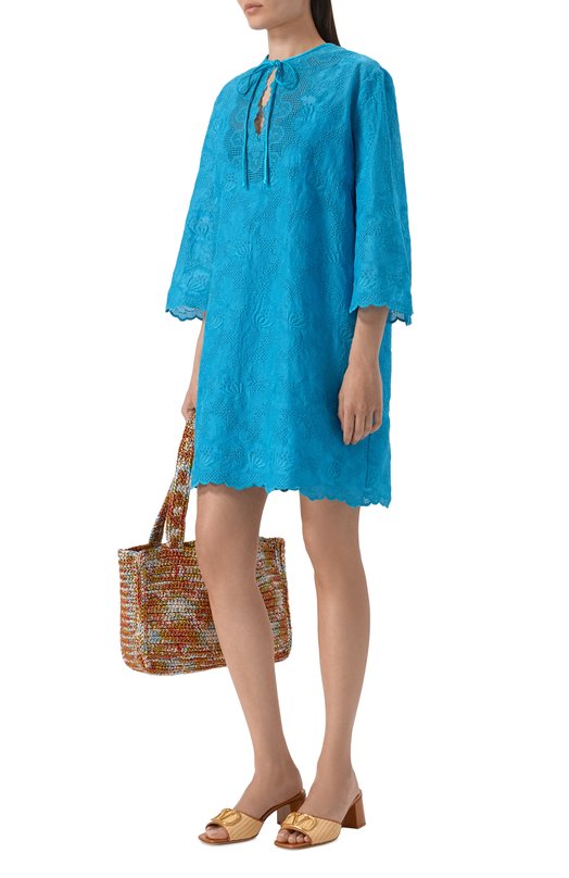 Хлопковое платье Valentino 8B3VAJJ5/A4G Зелёный  8B3VAJJ5/A4G Фото 2