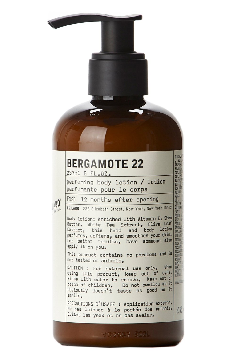 Лосьон для тела bergamote 22 (237ml) LE LABO бесцветного цвета по цене 6650 руб., арт. 811901026941, фото 1 Лосьон для тела bergamote 22 (237ml) LE LABO, арт. 811901026941, фото 1