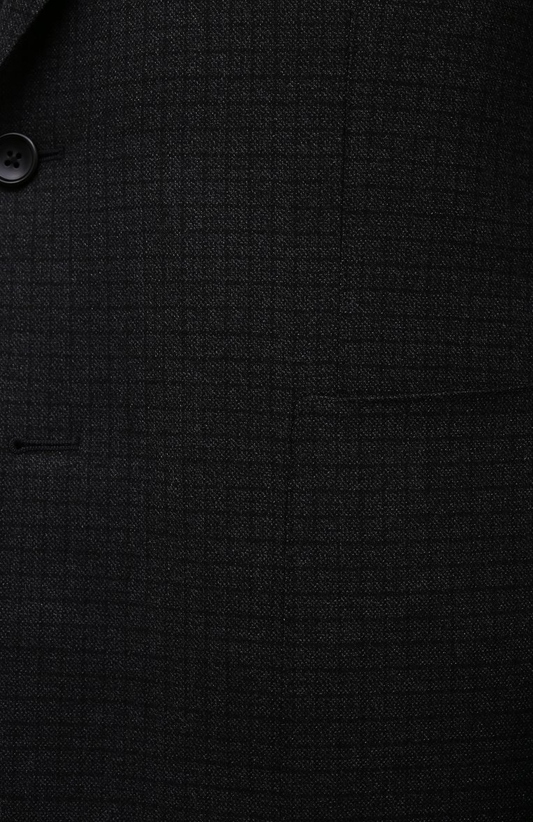Мужской шерстяной пиджак TOM FORD темно-серого цвета, арт. 322R60/11HA40 | Фото 5 (Длина (для топов): Стандартные; Материал подклада: Шелк, Купро; Материал внешний: Шерсть; Рукава: Длинные; Пиджаки М: Приталенный; 1-2-бортные: Однобортные; Случай: Повседневный; Стили: Кэжуэл; Драгоценные камни: Проставлено; Материал сплава: Проставлено)