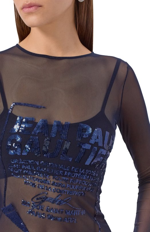 Топ с отделкой пайетками Jean Paul Gaultier 25/04-W-T0381/M001 Синий  25/04-W-T0381/M001 Фото 5