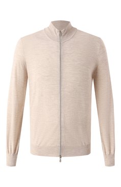 Мужской кардиган из шерсти и кашемира BRUNELLO CUCINELLI бежевого цвета, арт. M2400B2006 | Фото 1 (Рукава: Длинные; Длина (для топов): Стандартные; Материал внешний: Шерсть; Мужское Кросс-КТ: Кардиган-одежда; Стили: Кэжуэл; Застежка: Молния)