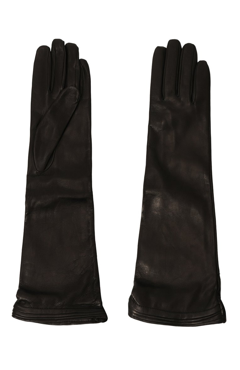 Женские кожаные перчатки KITON черного цвета, арт. D58906K0533F03 | Фото 2 (Материал: Натуральная кожа; Нос: Не проставлено)
