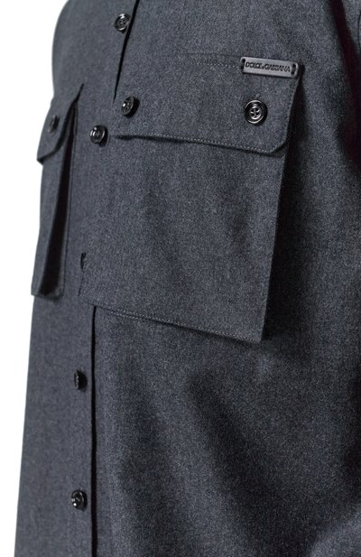 Шерстяная рубашка DOLCE & GABBANA темно-серого цвета по цене 141500 руб., арт. G5MD1T/FU21Q, фото 5 Шерстяная рубашка DOLCE & GABBANA, арт. G5MD1T/FU21Q, фото 5