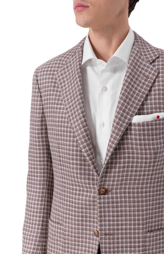 Пиджак из кашемира и шерсти Kiton UG81K0610E53 Коричневый  UG81K0610E53 Фото 6