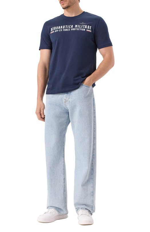Хлопковая футболка Aeronautica Militare TS1942UJ00538 Синий  TS1942UJ00538 Фото 2