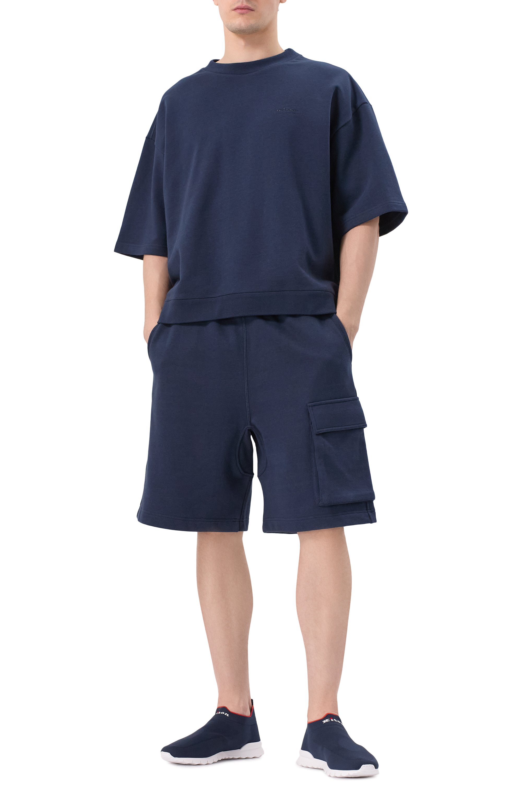 Хлопковые шорты KITON темно-синего цвета по цене 83050 руб., арт. UMM063301, фото 2 Хлопковые шорты KITON, арт. UMM063301, фото 2