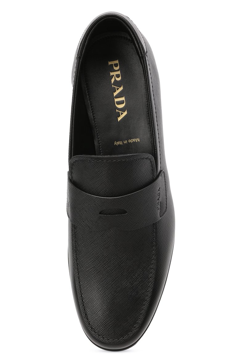 Мужские кожаные пенни-лоферы PRADA черного цвета, арт. 2DC213-053-F0002-G000 | Фото 5 (Мужское Кросс-КТ: Лоферы-обувь; Стили: Классический; Материал сплава: Проставлено; Нос: Не проставлено; Материал внешний: Натуральная кожа)