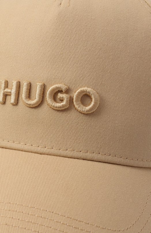 Хлопковая бейсболка HUGO 50533410 Бежевый  50533410 Фото 4