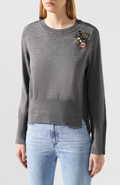 Шерстяной пуловер MARC JACOBS (THE) серого цвета по цене 46800 руб., арт. M4008441, фото 3 Шерстяной пуловер MARC JACOBS (THE), арт. M4008441, фото 3