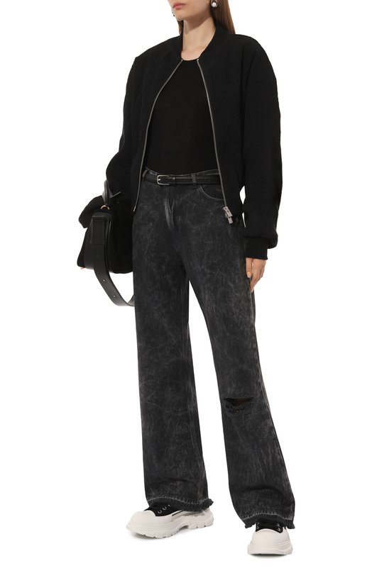 Текстильные ботинки Tread Slick Alexander McQueen 697080/W4MV2 Чёрно-белый  697080/W4MV2 Фото 2