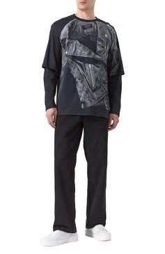 Мужская хлопковый лонгслив BALMAIN темно-серого цвета, арт. EH1EM016/GE40 | Фото 2 (Рукава: 3/4, Длинные; Драгоценные камни: Проставлено; Материал сплава: Проставлено; Длина (для топов): Удлиненные; Принт: С принтом; Стили: Спорт-шик; Материал внешний: Хлопок; Кросс-КТ: Джерс�и; Мужское Кросс-КТ: Футболка-одежда)