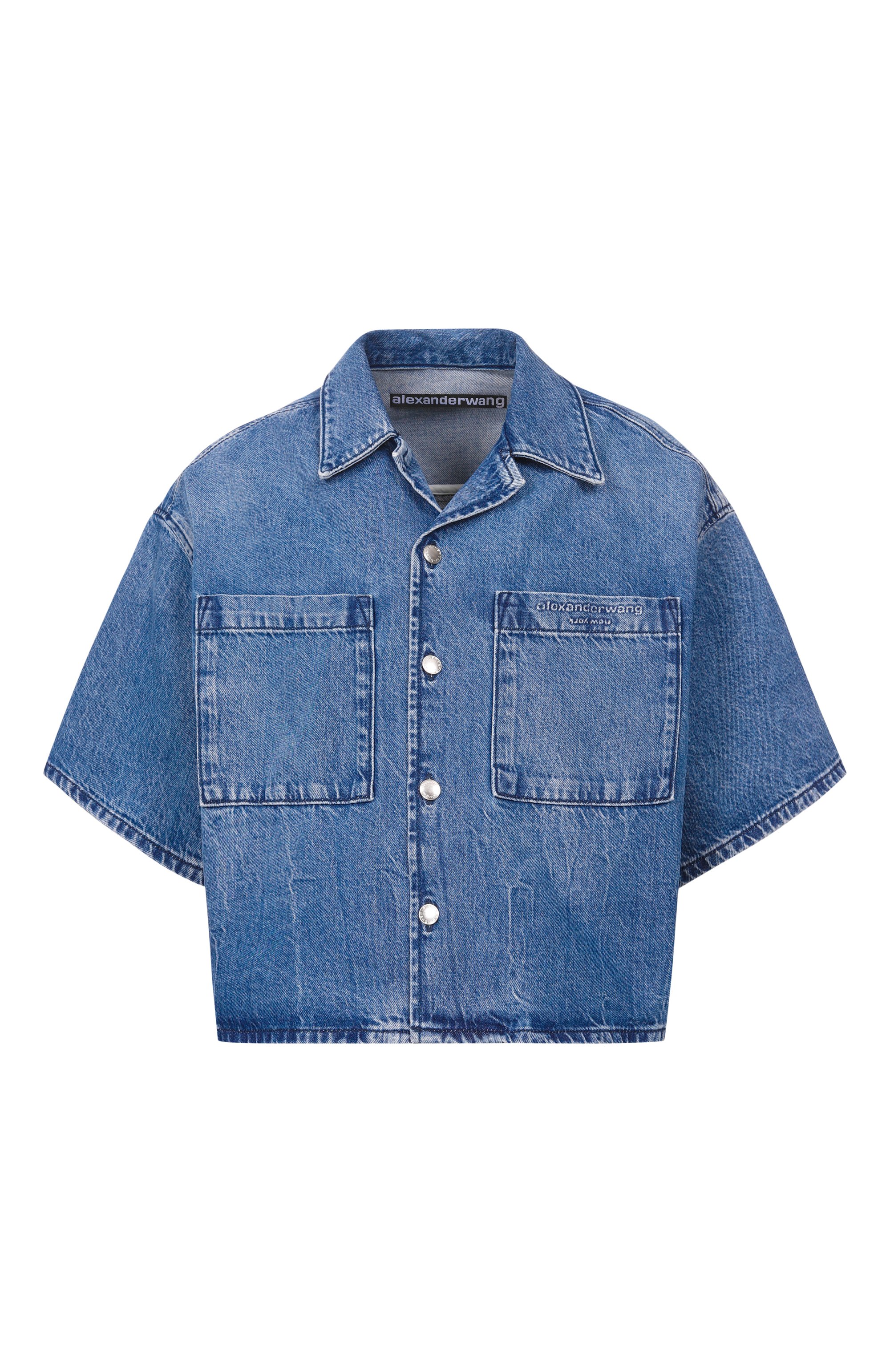 Джинсовая рубашка ALEXANDER WANG синего цвета по цене 67800 руб., арт. 4DC1261938, фото 1 Джинсовая рубашка ALEXANDER WANG, арт. 4DC1261938, фото 1