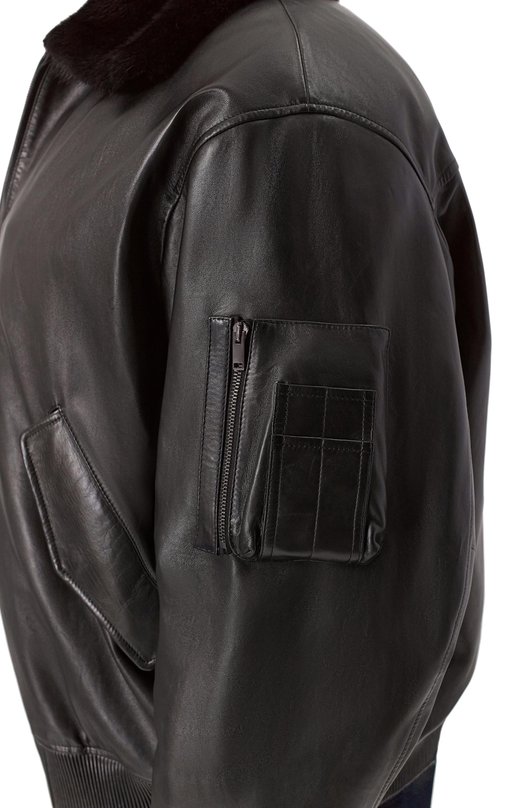 Кожаный бомбер с подкладкой из норки MVST M25.1PM.0004/BIG SIZE/PL0NGE Чёрный  M25.1PM.0004/BIG SIZE/PL0NGE Фото 5