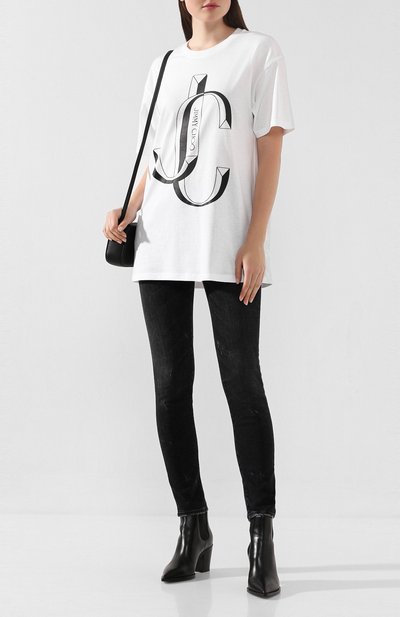 Хлопковая футболка JIMMY CHOO белого цвета по цене 24150 руб., арт. JC-TEE/S006, фото 2 Хлопковая футболка JIMMY CHOO, арт. JC-TEE/S006, фото 2