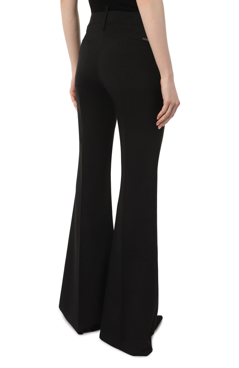 Женские брюки DSQUARED2 черного цвета, арт. S75KB0314/S54411 | Фото 4 (Материал внешний: Шерсть, Синтетический материал; Силуэт Ж (брюки и джинсы): Расклешенные; Женское Кросс-КТ: Брюки-одежда; Стили: Кэжуэл; Длина (брюки, джинсы): Стандартные; Автоматизация ТО: Проставлено; Автоматизация состава: Проставлено)