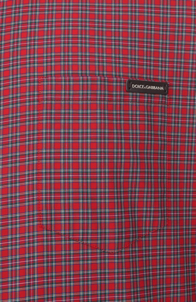 Мужская хлопковая рубашка DOLCE & GABBANA красного цвета, арт. G5JZ9T/GJ283 | Фото 6 (Длина (для топов): Стандартные; Драгоценные камни: Проставлено; Материал внешний: Хлопок; Рукава: Длинные; Материал сплава: Проставлено; Случай: Повседневный; Принт: Клетка; Воротник: Кент; Рубашки М: Classic Fit; Манжеты: На пуговицах; Стили: Кэжуэл)