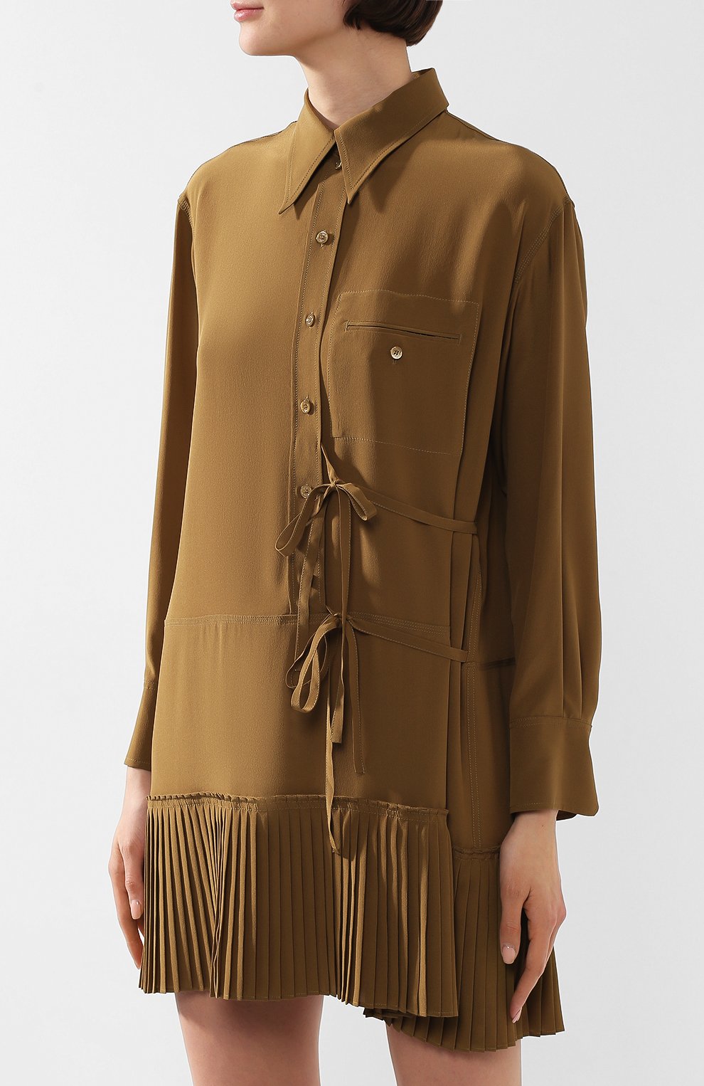 Шелковое платье CHLOÉ хаки цвета по цене 270500 руб., арт. CHC20SR041004, фото 3 Шелковое платье CHLOÉ, арт. CHC20SR041004, фото 3