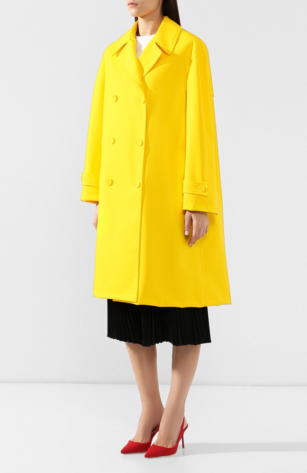 Двубортное пальто MAISON MARGIELA желтого цвета по цене 199500 руб., арт. S51AH0101/S49665, фото 3 Двубортное пальто MAISON MARGIELA, арт. S51AH0101/S49665, фото 3