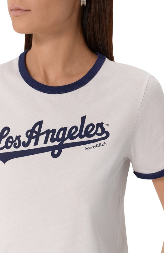 Хлопковая футболка Sporty & Rich x LA Dodgers Sporty and Rich T0073627667WH50 Белый  T0073627667WH50 Фото 5