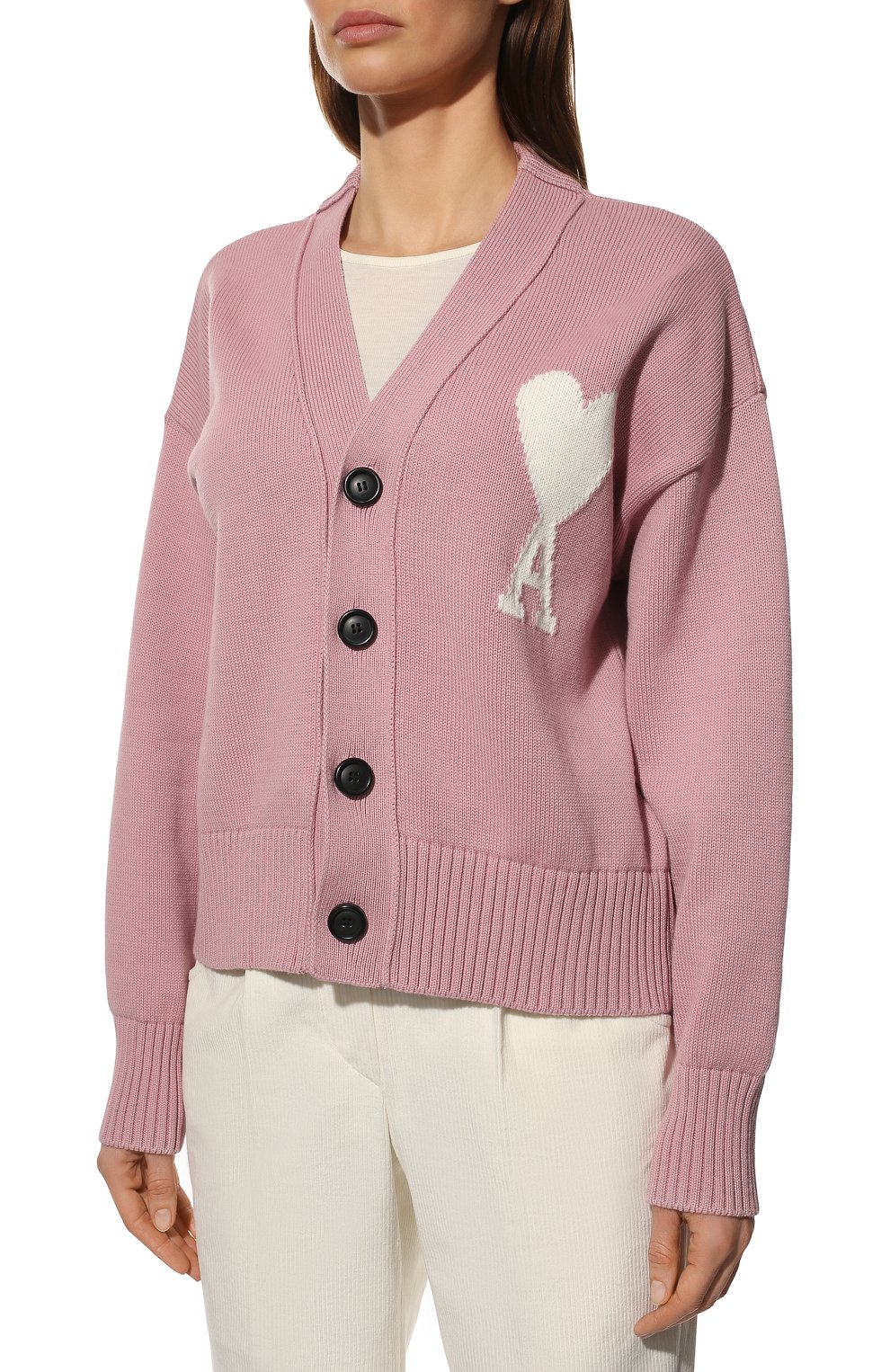 Кардиган из хлопка и шерсти AMI, арт. UKC003.016, фото 3