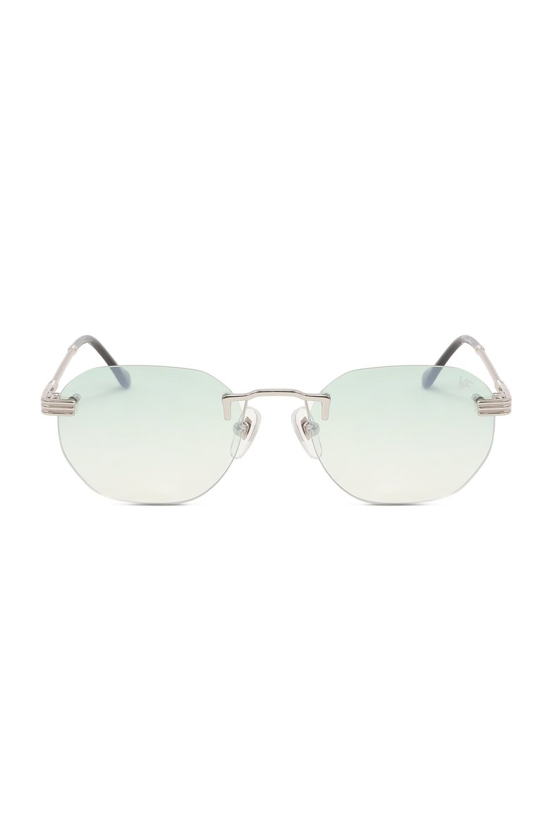 Женские солнцезащитные очки VINTAGE FRAMES зеленого цвета, арт. DETR0IT PLAYER 24KT WHITE G0LD/P0WDER GREEN | Фото 4 (Региональные ограничения белый список (Axapta Mercury): Не проставлено; Нос: Не проставлено; Кросс-КТ: С/з-унисекс; Тип очков: С/з; Материал: Металл; Очки форма: Квадратные, Безоправные; Оптика Гендер: оптика-унисекс)