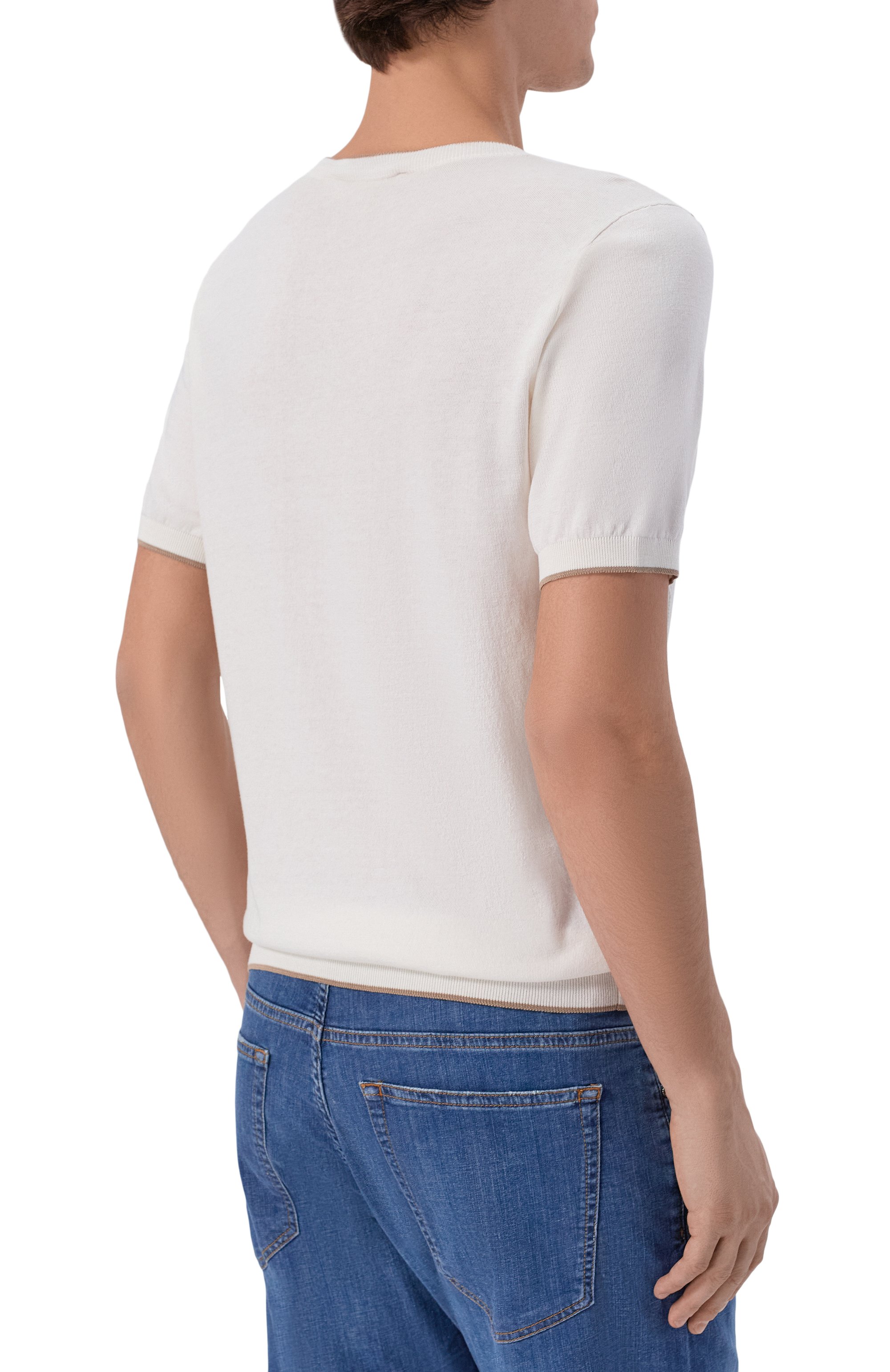 Джемпер из хлопка и шелка ANDREA CAMPAGNA кремового цвета по цене 84150 руб., арт. SU26ST200-00/FST262, фото 4 Джемпер из хлопка и шелка ANDREA CAMPAGNA, арт. SU26ST200-00/FST262, фото 4