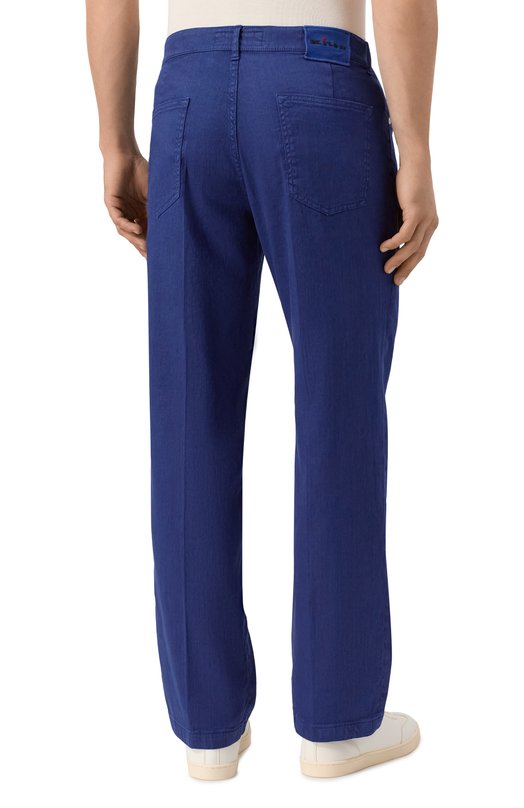 Брюки изо льна и хлопка Kiton UPR005LK0603F02 Синий  UPR005LK0603F02 Фото 4