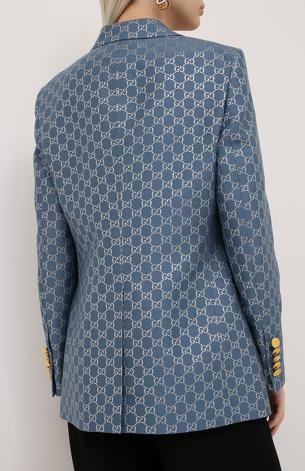 Жакет из шерсти и шелка GUCCI синего цвета по цене 299500 руб., арт. 619763/ZAD7L, фото 4 Жакет из шерсти и шелка GUCCI, арт. 619763/ZAD7L, фото 4