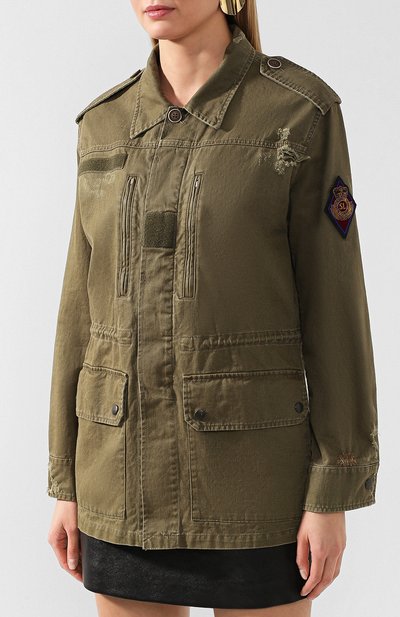 Хлопковая парка SAINT LAURENT хаки цвета по цене 225500 руб., арт. 560709/Y153W, фото 3 Хлопковая парка SAINT LAURENT, арт. 560709/Y153W, фото 3