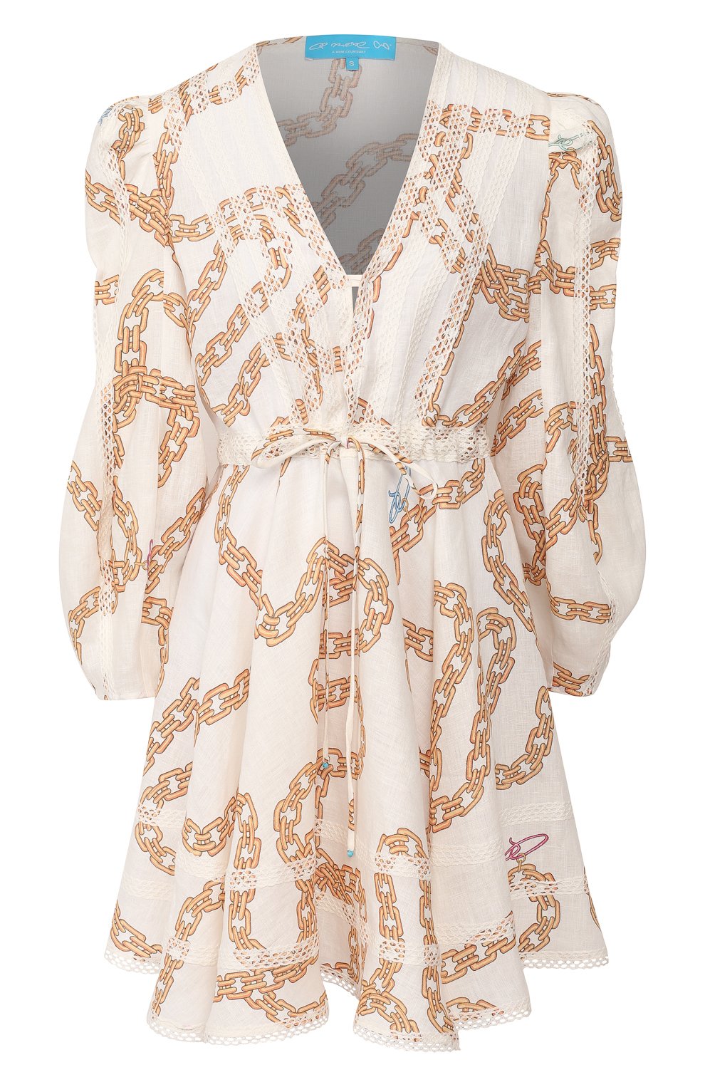 Льняное платье A MERE CO золотого цвета по цене 43450 руб., арт. AMC/R20V04, фото 1 Льняное платье A MERE CO, арт. AMC/R20V04, фото 1