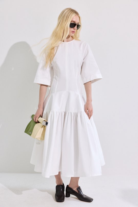 Хлопковое платье Bottega Veneta 869508/V6D10 Белый  869508/V6D10 Фото 5