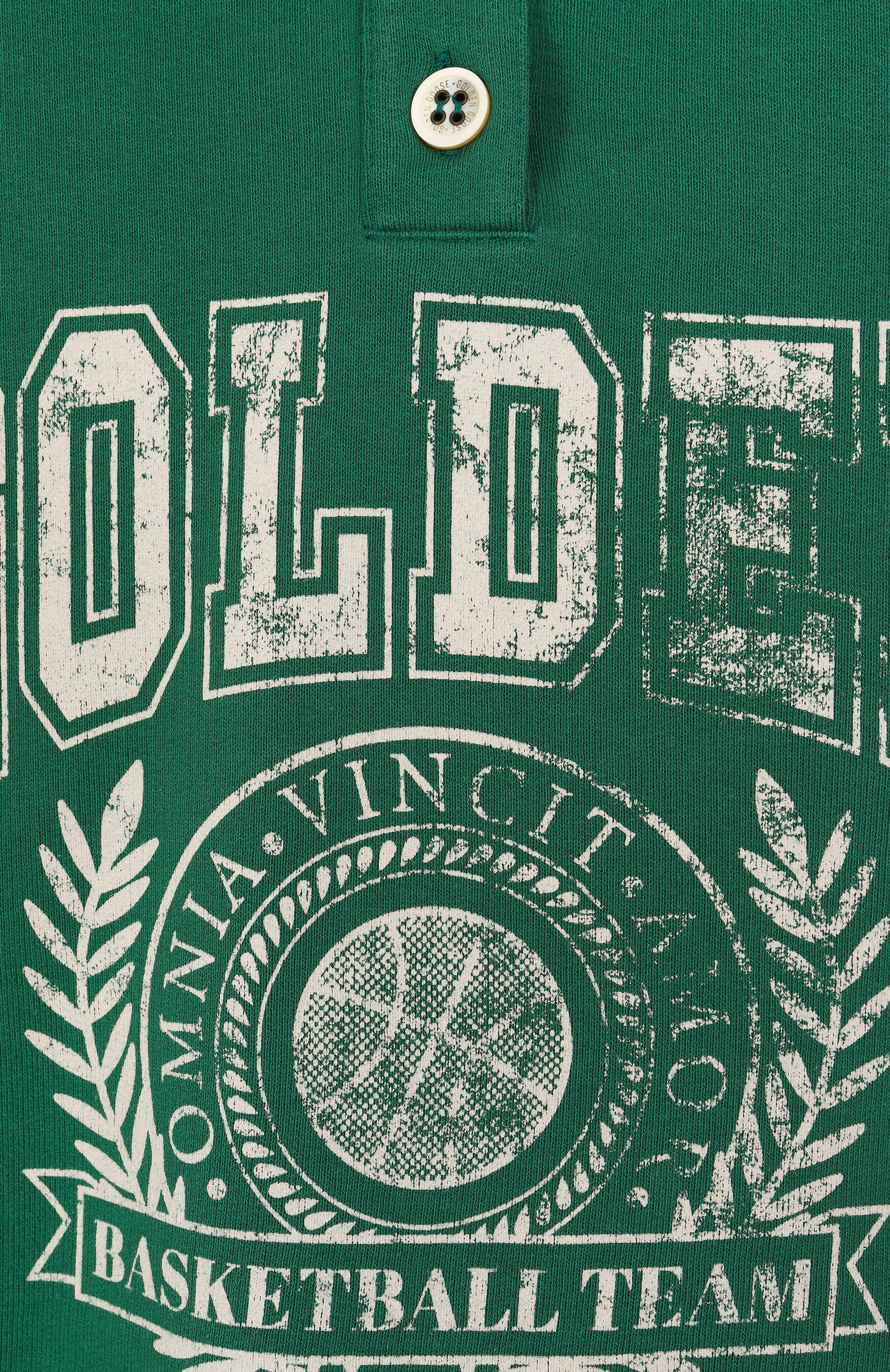 Хлопковое поло GOLDEN GOOSE DELUXE BRAND зеленого цвета по цене 39950 руб., арт. GWP02200.P001888, фото 6 Хлопковое поло GOLDEN GOOSE DELUXE BRAND, арт. GWP02200.P001888, фото 6