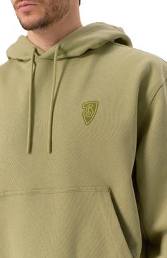 Мужской хлопковое худи BURBERRY хаки цвета, арт. 8102452 | Фото 5 (Драгоценные камни: Проставлено; Материал сплава: Проставлено; Рукава: Длинные; Длина (для топов): Стандартные; Принт: С принтом; Материал внешний: Хлопок; Стили: Кэжуэл; Мужское Кросс-КТ: Худи-одежда)